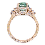 2.89ct Teal Montana Sapphire and Purple Grey Spinel Cluster Evergreen Ring in 14k Rose Gold