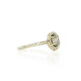 1.12ct Cognac Brown Rosecut Diamond in 14k Yellow Six Prong Low Profile Halo Evergreen Setting