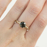 1.72ct Black Diamond in 14k Yellow Gold Evergreen Setting with Embedded Diamonds