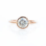 Grey Moissanite Rose Gold Bezel Set Solitaire Ring