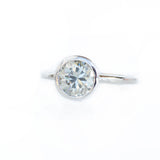 Grey Moissanite White Gold Bezel Set Solitaire Ring