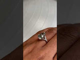 3.51ct Grey Green Pear Shaped Diamond in Low Profile Six Prong Split Shank in Recycled Platinum