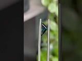 1.29CT GEOMETRIC TRIANGLE CUT KENYAN SAPPHIRE, TEAL BLUE GREEN, 10.72X5.54X3.70MM, HEATED