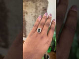 2.05ct Emerald cut Sapphire With Bezel Set Diamond Halo In 14k Yellow Gold