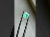 0.98CT ROUND BRILLIANT ZAMBIAN EMERALD, NEON GREEN TEAL, 6.91X4.2MM