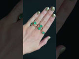 Neon Emerald Low Profile Six Prong Antique Evergreen Solitaires in 14k Yellow and Rose Gold