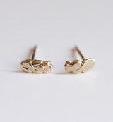 Mini Gold Leaf Stud Earrings - Real Leaf Castings in Solid Gold - Second Ear Piercing - Minimalist Jewelry - Grecian - Organic by Anueva