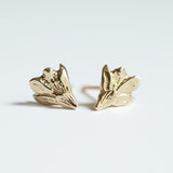 Grecian Gold Leaf Stud Earrings - Real Leaf Castings in Solid Gold - Gold Leaf Earrings - Organic Handmade by Anueva Jewelry