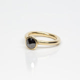 rough rosecut black gray diamond freeform hand carved recycled gold engagement diamond ring