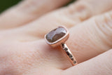Natural Red Peach Cushion Shaped Rose Cut Rough Diamond Ring in Reclaimed Rose Gold - Alternative Engagement Ring - Unique Engagement Ring