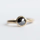 rough rosecut black gray diamond freeform hand carved recycled gold engagement diamond ring