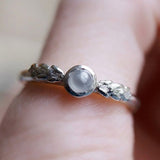 Seattle Leaf Ring Rare Diamond Cabochon in Recycled White Gold - White Rustic Diamond Ring - Seattle engagement ring by Anueva Jewelry