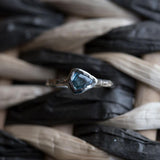 Tanzanite Arrowhead Ring - December Birthstone Shield Blue Tanzanite Ring in a Reclaimed White Gold setting - rustic ring by Anueva Jewelry