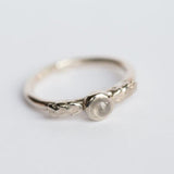 Seattle Leaf Ring Rare Diamond Cabochon in Recycled White Gold - White Rustic Diamond Ring - Seattle engagement ring by Anueva Jewelry