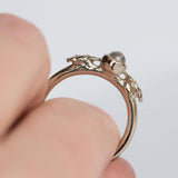 Seattle Leaf Ring Rare Diamond Cabochon in Recycled White Gold - White Rustic Diamond Ring - Seattle engagement ring by Anueva Jewelry