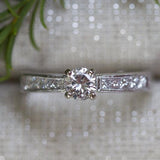 Reclaimed Vintage Diamond Milgrain Engagement Ring - Channel Set Princess Diamond Band - Fine Bridal by Anueva Jewelry