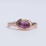 Pink Sapphire Rose Gold Ring - Hand carved rose gold ring in recycled gold - pink sapphire - Unique Engagement Ring by Anueva Jewelry