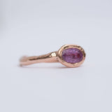 Pink Sapphire Rose Gold Ring - Hand carved rose gold ring in recycled gold - pink sapphire - Unique Engagement Ring by Anueva Jewelry