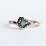 Tanzanite Arrowhead Ring - December Birthstone Shield Blue Tanzanite Ring in a Reclaimed White Gold setting - rustic ring by Anueva Jewelry