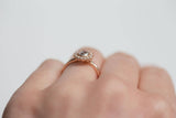Rose Gold Pear Rosecut Diamond Antique Style Engagement Ring - Milgrain detail scalloped diamond halo with bezel set pear by Anueva Jewelry