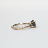 grey cushion spinel recycled gold hand carved grey gemstone engagement ring