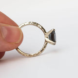 grey cushion spinel recycled gold hand carved grey gemstone engagement ring