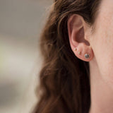 salt and pepper rosecut diamond rose recycled galaxy diamond halo black stud earrings