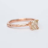 champagne cushion cut diamond solitaire rose recycled gold handmade engagement ring
