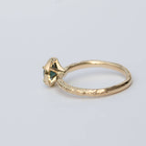 evergreen sapphire halo recycled gold engagement ring