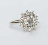 antique style transitional cut grey halo custer antique diamond right hand ring3ctw Antique Diamond Cluster Snowflake Ring - Antique Transitional Diamond Halo - 2ct Grey Diamond - Platinum Engagement Ring by Anueva Jewelry