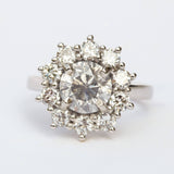 antique style transitional cut grey halo custer antique diamond right hand ring3ctw Antique Diamond Cluster Snowflake Ring - Antique Transitional Diamond Halo - 2ct Grey Diamond - Platinum Engagement Ring by Anueva Jewelry