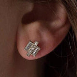 Art Deco Baguette Diamond Earrings - Recycled Diamond Earrings - Edgy Eco Friendly Jewelry - Geometric Modern Earrings by Anueva Jewelry
