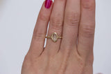 Rosecut White Sapphire Rope Twist Ring - Hand carved yellow gold ring in recycled gold - white rosecut - Unique Engagement Ring by Anueva