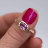 Pink Sapphire Rose Gold Ring - Hand carved rose gold ring in recycled gold - pink sapphire - Unique Engagement Ring by Anueva Jewelry