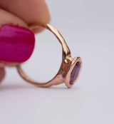 Pink Sapphire Rose Gold Ring - Hand carved rose gold ring in recycled gold - pink sapphire - Unique Engagement Ring by Anueva Jewelry