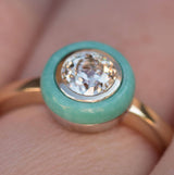 Anueva Jewelry Turquoise Halo ring Crown Jubilee Diamond