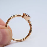watermelon pink and black ombre tourmaline yellow gold gemstone bezel set diamond ring
