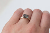 grey cushion spinel recycled gold hand carved grey gemstone engagement ring