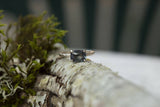 grey cushion spinel recycled gold hand carved grey gemstone engagement ring
