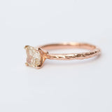 champagne cushion cut diamond solitaire rose recycled gold handmade engagement ring