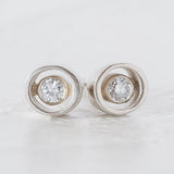 Sustainable Round Diamond Earrings: Vintage diamonds in a modern and chic ellipse design - Small diamond studs by Anueva Jewelry