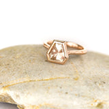Geometric Sunstone Bezel Set 14k Rose Gold Ring