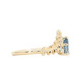 0.85ct Blue Pear Sapphire Pointed Vine Prong Set Ring in 14k yellow gold