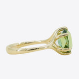 3.25ct Seafoam Blue Green Madagascar Sapphire Six Prong Split Shank Ring in 14k Yellow Gold side view