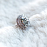 oval grey big double halo diamond 2ct alternative engagement right hand ring