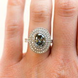 oval grey big double halo diamond 2ct alternative engagement right hand ring