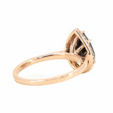 2.44ct Black Pear Diamond in 14k Rose Gold Diamond Halo Setting back view