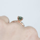 2.28ct Oval Teal Sapphire in 14k Rose gold Evergreen 4 Prong Solitaire Setting