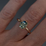 1.57ct Oval Parti Sapphire Scallop Cup Solitaire in 14k Yellow Gold