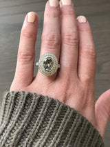 oval grey big double halo diamond 2ct alternative engagement right hand ring